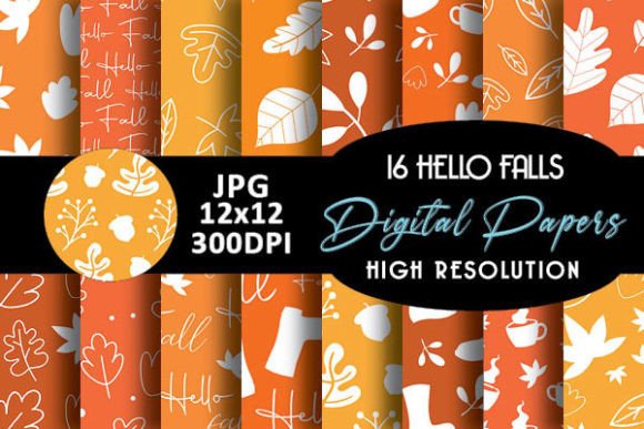 Download Orange Hello Fall Digital Papers Pattern - Orange Collection