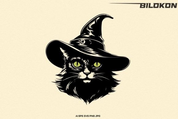 Download Halloween Cat in Witch Hat Vector SVG - Witch hat vector Collection